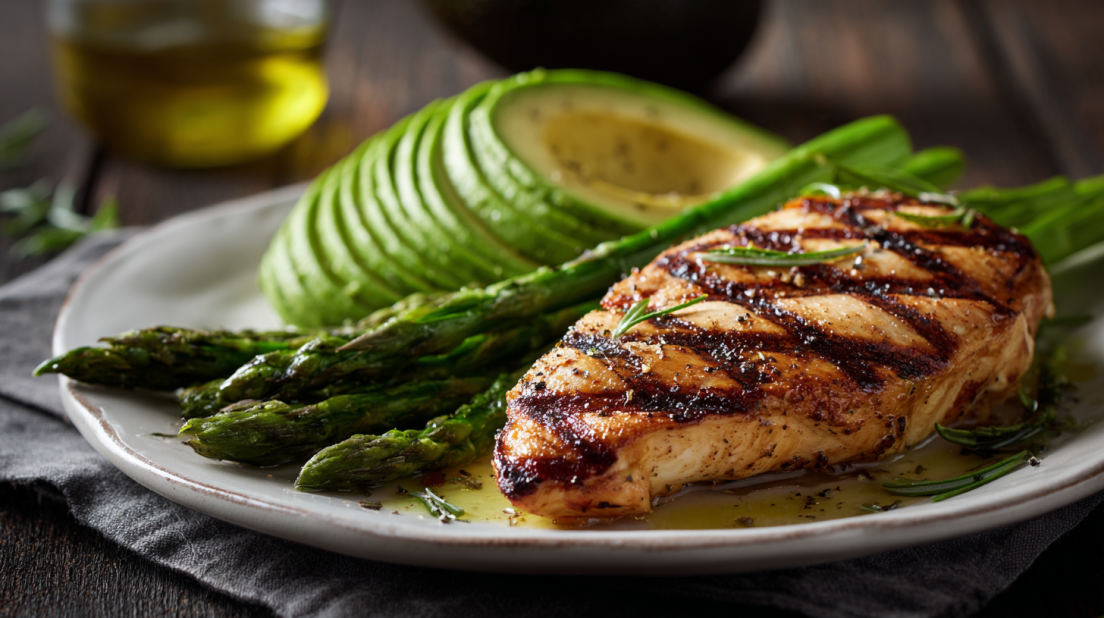 Grilled Chicken with Asparagus and Avocado