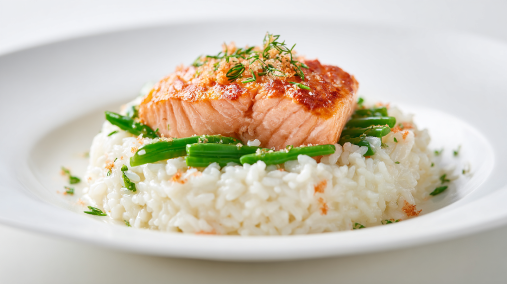 Japanese Style Risotto with Seared Salmon