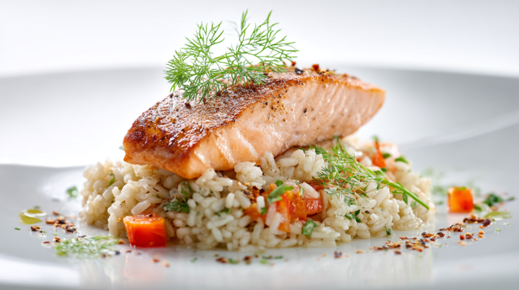 Japanese Style Risotto with Seared Salmon