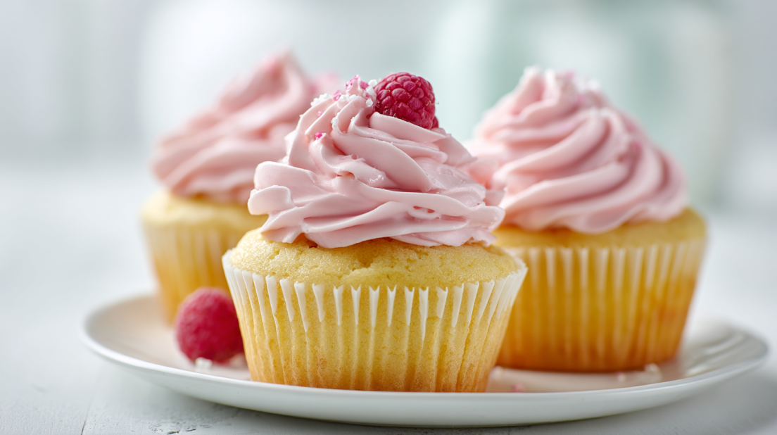 Lemon Cupcakes with Raspberry Buttercream Frosting