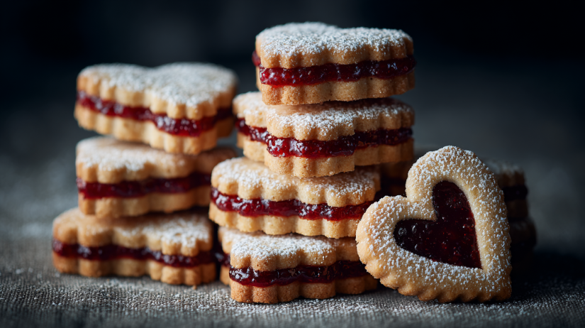 Linzer Strawberry Heart Cookies
