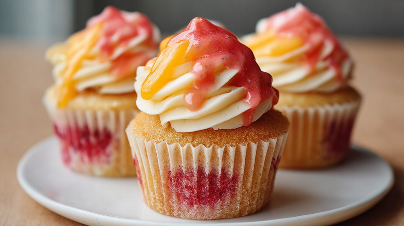  Mango Strawberry Sunset Cupcakes