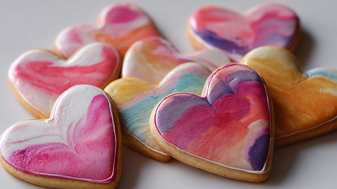 Painted Sugar Cookie Hearts