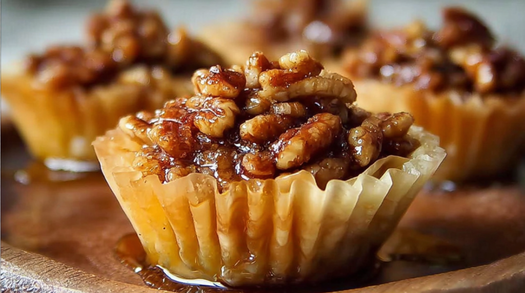 Pecan Caramel Baklava Cups