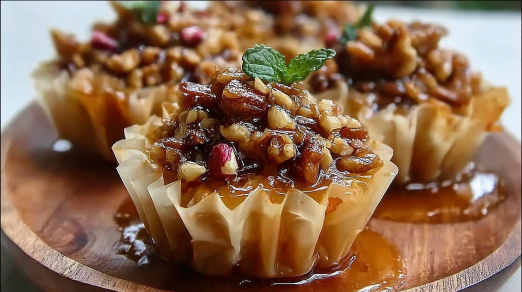 Pecan Caramel Baklava Cups 