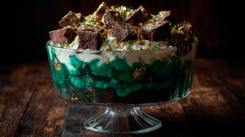 St. Patrick's Day Brownie Trifle
