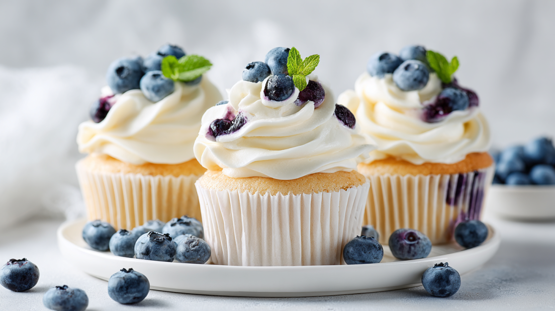 White Chocolate Blueberry Cupcakes