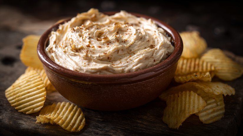 homemade caramelized creamy onion dip
