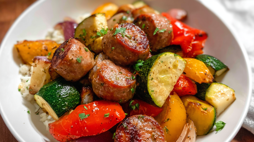 Air Fryer Chicken Sausage and Veggies