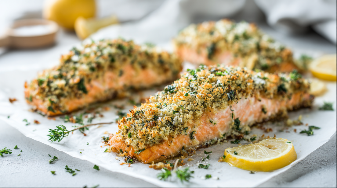 Crispy Parmesan Salmon Bake