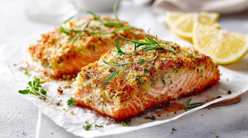 Crispy Parmesan Salmon Bake