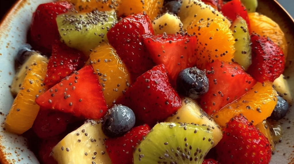 Fresh Fruit Salad with Honey Lime Poppy Seed Dressing