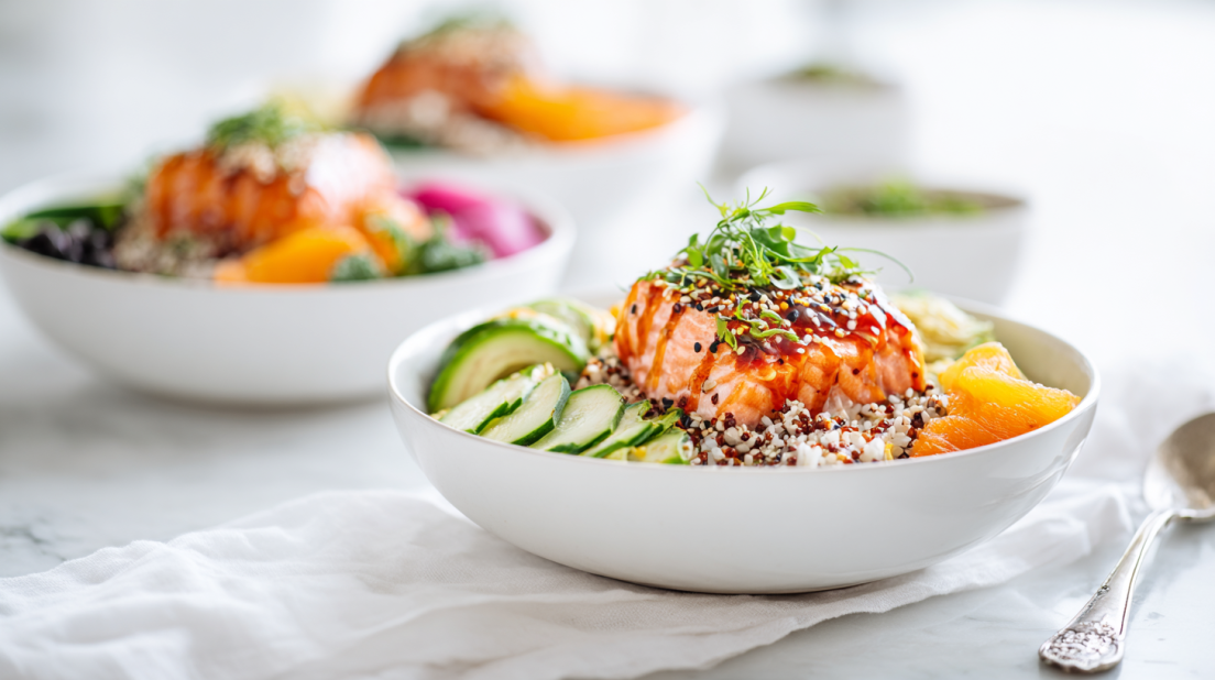 Honey Sriracha Salmon Bowls