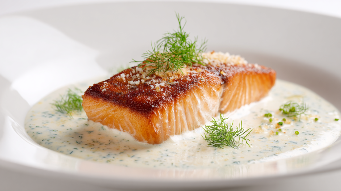 Pan Seared Salmon in Parmesan Cream Sauce