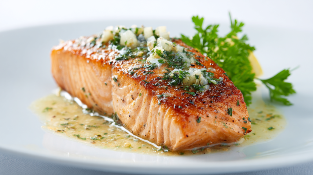 Pan-Seared Salmon with Garlic Sauce