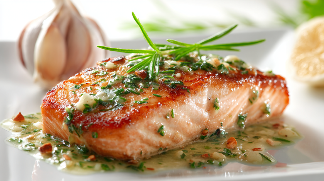 Pan-Seared Salmon with Garlic Sauce
