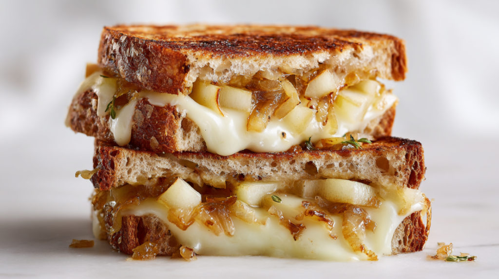 Pear & Apple Grilled Cheese With Caramelized Onions