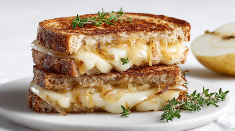 Pear & Apple Grilled Cheese With Caramelized Onions