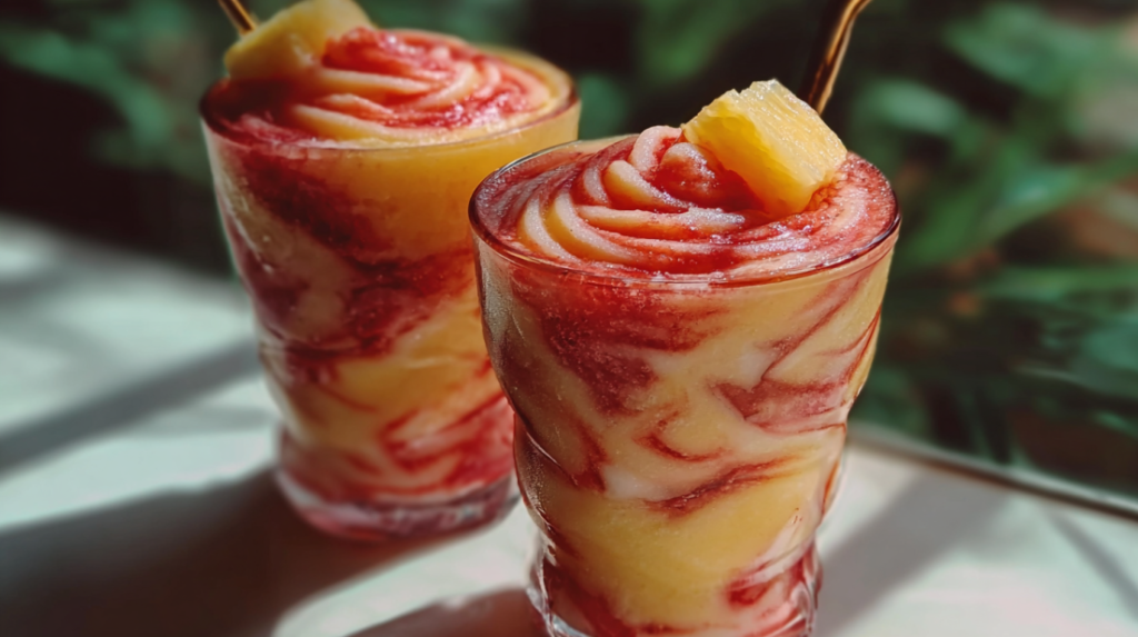 Pineapple Strawberry Swirled Slushies