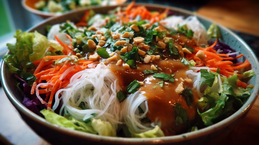 Spring Roll Salad with Peanut Dressing