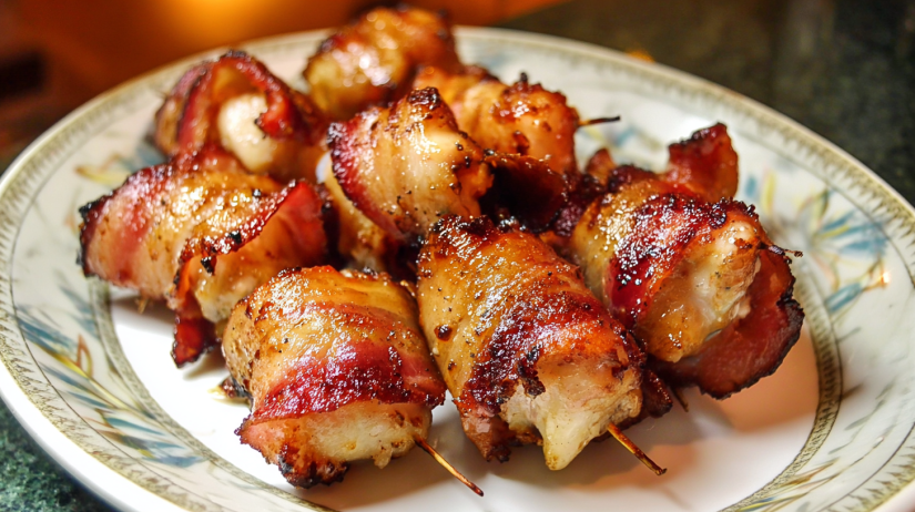Brown Sugar Bacon Wrapped Chicken Bites