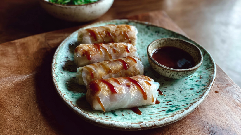 Caramel Apple Rice Paper Rolls