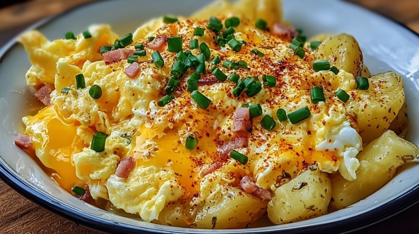 Cheesy Potato Egg Scramble