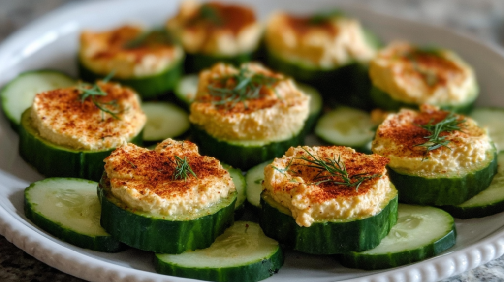 Cucumber and Hummus Bites
