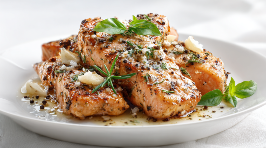 Garlic Butter Chicken and Salmon