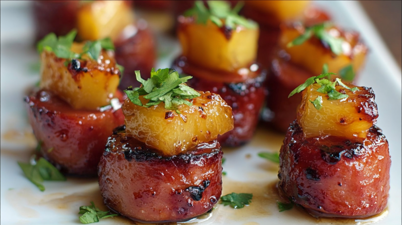 Glazed Kielbasa Pineapple Bites