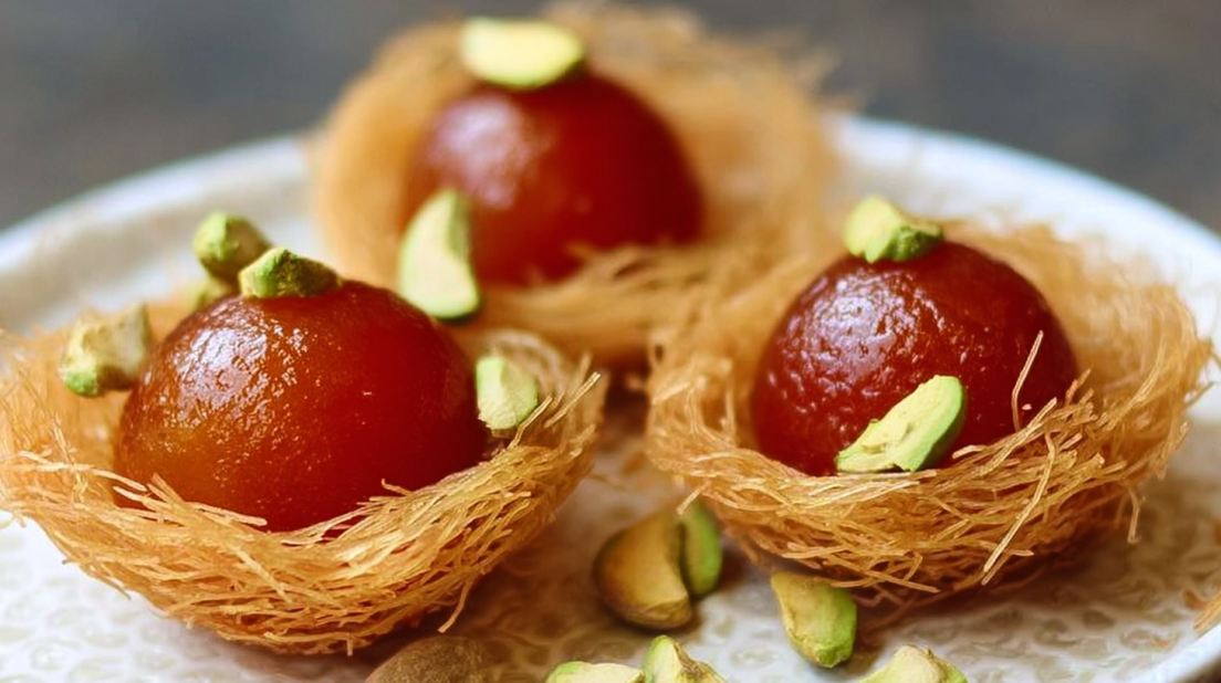 Gulab Jamun in Kunafa Nests