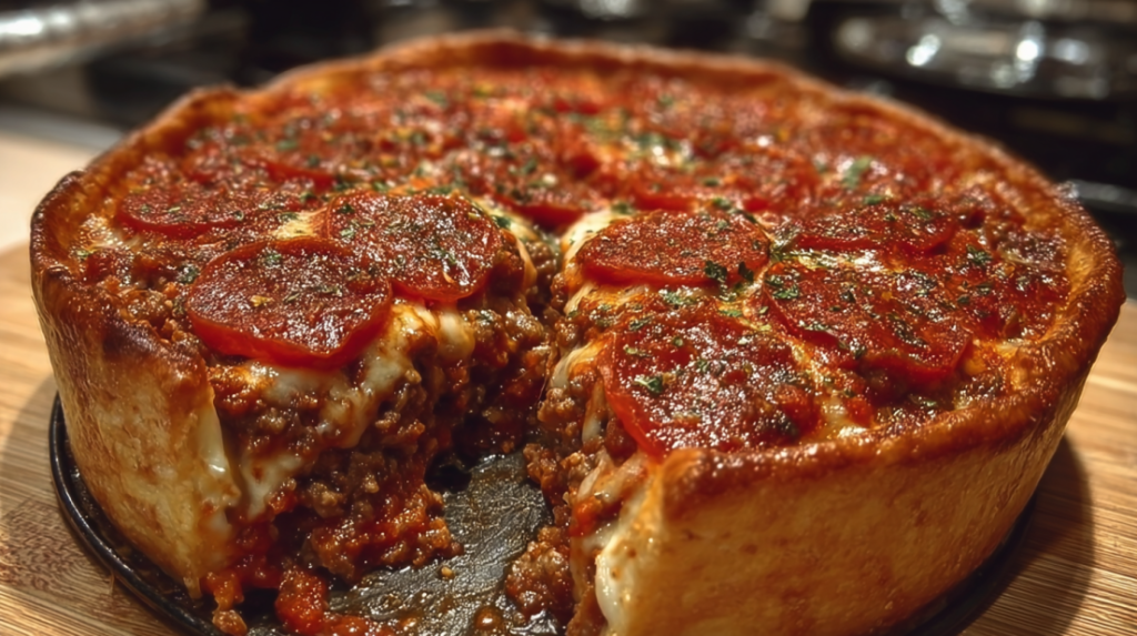 Homemade Chicago Style Deep Dish Pizza