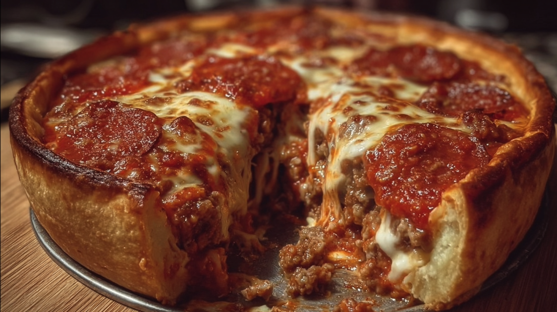 Homemade Chicago Style Deep Dish Pizza