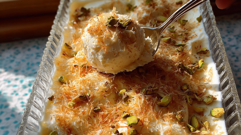 Kataifi Ice Cream with Mastiha Syrup