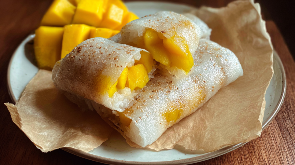 Mango Sticky Rice in Crispy Rice Paper
