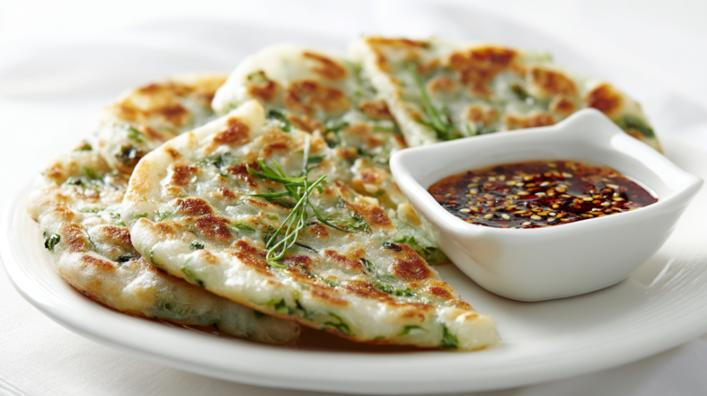 Scallion Pancakes with Chili-Sesame Dipping Sauce