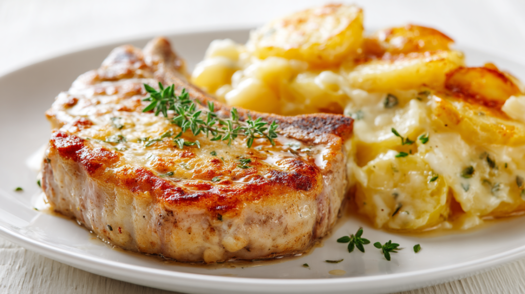 Smothered Pork Chop and Scalloped Potato Casserole