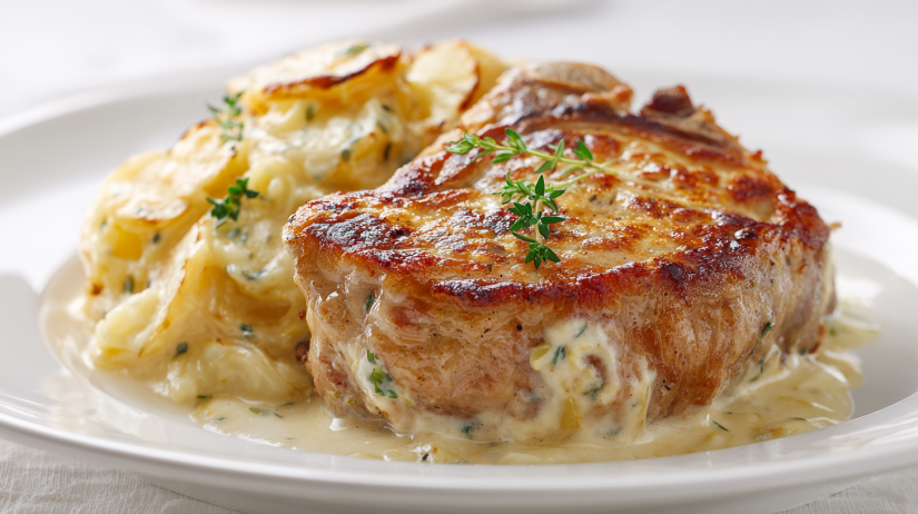 Smothered Pork Chop and Scalloped Potato Casserole