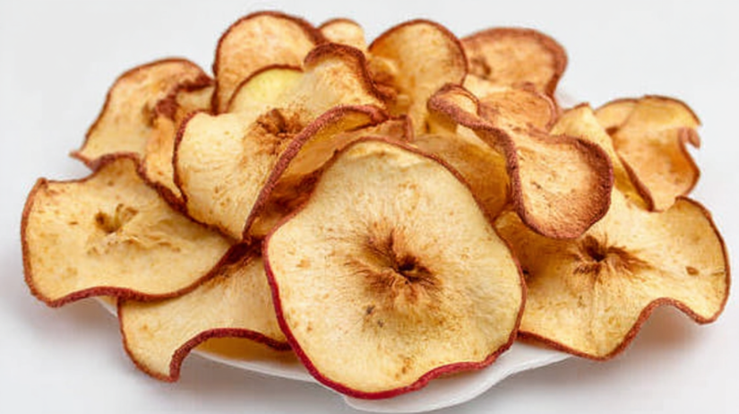 Air Fryer Apple Chips thinly sliced apples cooked in air fryer until crispy, healthy homemade apple snack with cinnamon