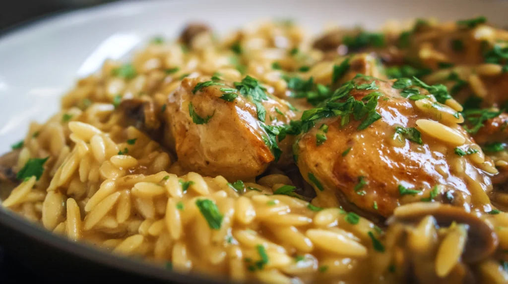 Chicken marsala orzo recipe