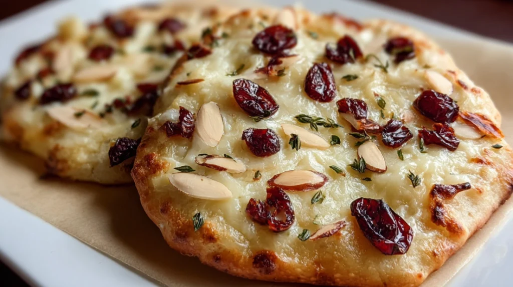 Flatbread with Brie, Cranberries & Toasted Almonds recipe