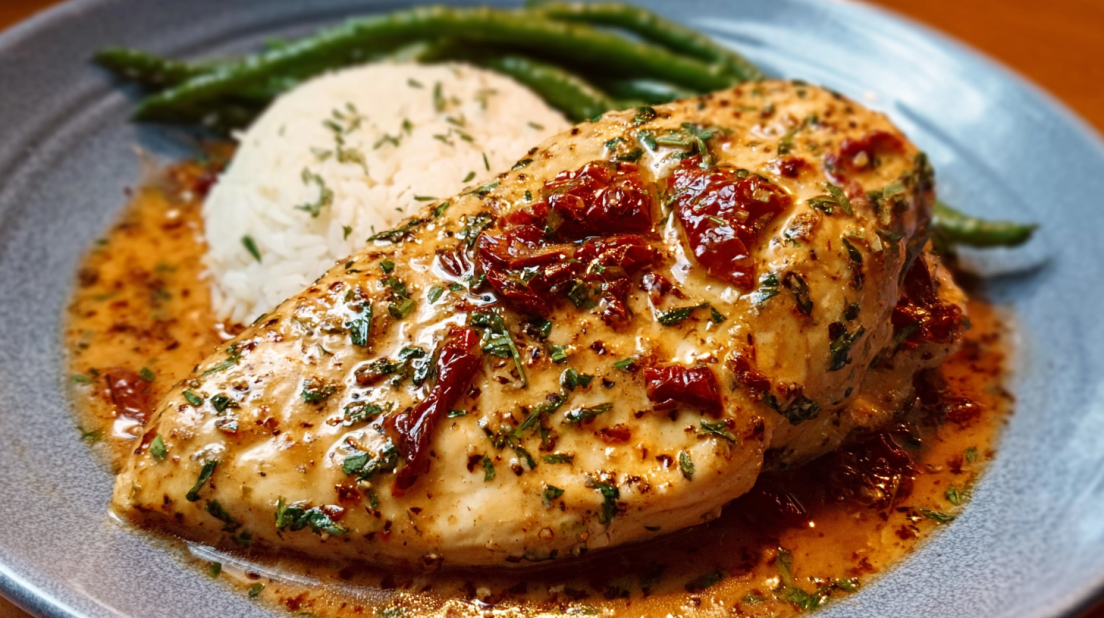 Marry Me Chicken creamy chicken in sun-dried tomato parmesan sauce, tender chicken breasts cooked in rich skillet sauce with herbs