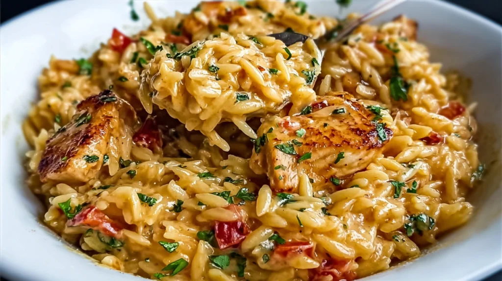 One Pot Cajun Chicken Alfredo Orzo recipe