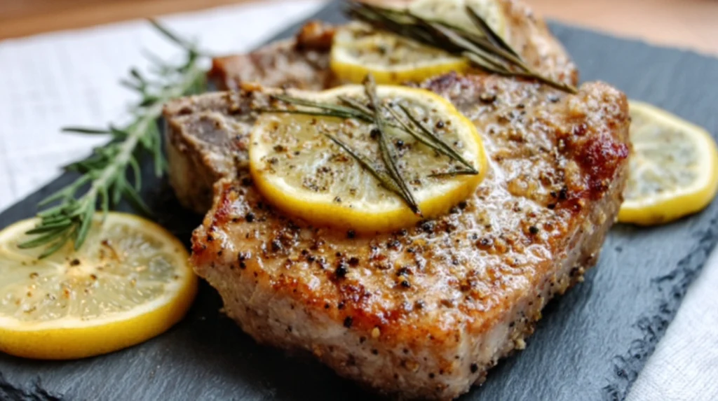 Oven Baked Lemon Pepper Pork Chops recipe