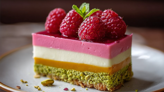 Pistachio Cake with Raspberry Mousse RECIPE