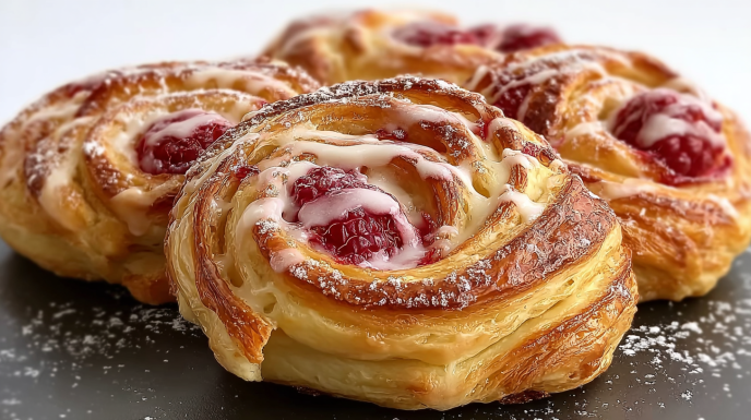 SOURDOUGH DISCARD RASPBERRY CREAM CHEESE DANISHES recipe
