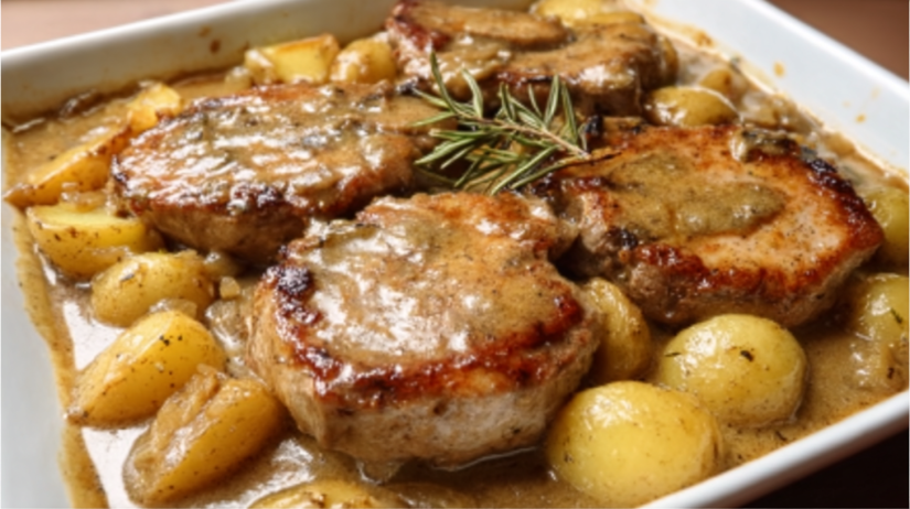 Smothered Pork Chops with Potatoes recipe