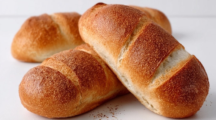 Sourdough sandwich rolls baked until golden with a soft interior and slightly crisp crust