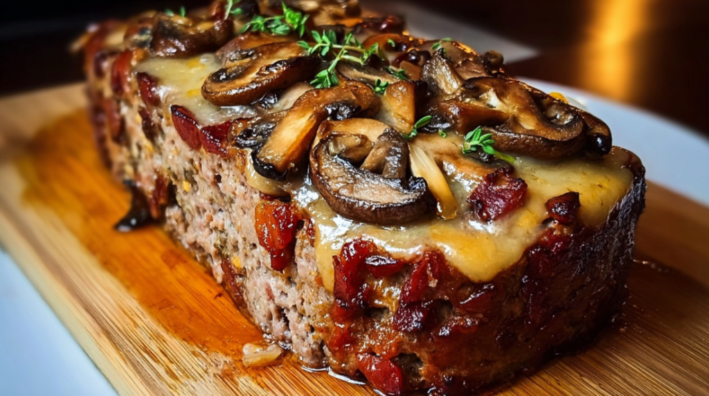 Swiss Bacon Mushroom Meatloaf