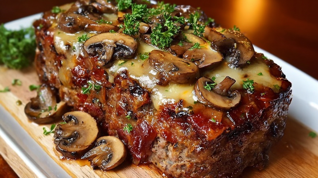 Swiss Bacon Mushroom Meatloaf